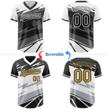 Custom White Black Lightning Geometric Zigzag Reversible Pullover Baseball Jersey Shirt