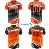 Custom Orange Black Lightning Geometric Zigzag Reversible Pullover Baseball Jersey Shirt