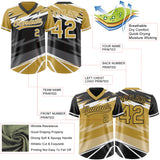 Custom Old Gold Black Lightning Geometric Zigzag Reversible Pullover Baseball Jersey Shirt