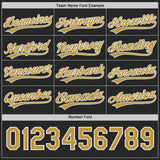 Custom Old Gold Black Lightning Geometric Zigzag Reversible Pullover Baseball Jersey Shirt