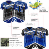 Custom Royal Black Lightning Geometric Zigzag Reversible Pullover Baseball Jersey Shirt