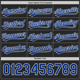 Custom Royal Black Lightning Geometric Zigzag Reversible Pullover Baseball Jersey Shirt