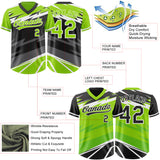 Custom Neon Green Black Lightning Geometric Zigzag Reversible Pullover Baseball Jersey Shirt