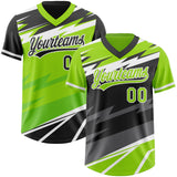 Custom Neon Green Black Lightning Geometric Zigzag Reversible Pullover Baseball Jersey Shirt