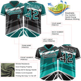 Custom Teal Black Lightning Geometric Zigzag Reversible Pullover Baseball Jersey Shirt