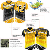 Custom Gold Black Lightning Geometric Zigzag Reversible Pullover Baseball Jersey Shirt