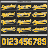 Custom Gold Black Lightning Geometric Zigzag Reversible Pullover Baseball Jersey Shirt