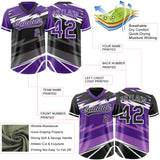 Custom Purple Black Lightning Geometric Zigzag Reversible Pullover Baseball Jersey Shirt