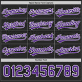Custom Purple Black Lightning Geometric Zigzag Reversible Pullover Baseball Jersey Shirt