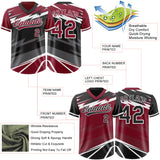 Custom Crimson Black Lightning Geometric Zigzag Reversible Pullover Baseball Jersey Shirt