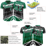 Custom Kelly Green Black Lightning Geometric Zigzag Reversible Pullover Baseball Jersey Shirt