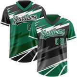 Custom Kelly Green Black Lightning Geometric Zigzag Reversible Pullover Baseball Jersey Shirt