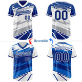 Custom Royal White Lightning Geometric Zigzag Reversible Pullover Baseball Jersey Shirt
