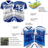 Custom Royal White Lightning Geometric Zigzag Reversible Pullover Baseball Jersey Shirt
