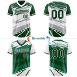 Custom Green White Lightning Geometric Zigzag Reversible Pullover Baseball Jersey Shirt