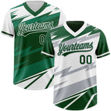 Custom Green White Lightning Geometric Zigzag Reversible Pullover Baseball Jersey Shirt