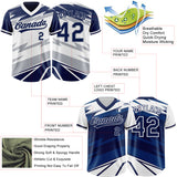 Custom Navy White Lightning Geometric Zigzag Reversible Pullover Baseball Jersey Shirt