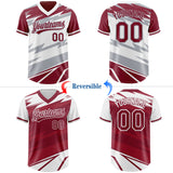 Custom Crimson White Lightning Geometric Zigzag Reversible Pullover Baseball Jersey Shirt