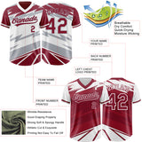 Custom Crimson White Lightning Geometric Zigzag Reversible Pullover Baseball Jersey Shirt
