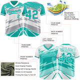 Custom Aqua White Lightning Geometric Zigzag Reversible Pullover Baseball Jersey Shirt