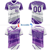 Custom Purple White Lightning Geometric Zigzag Reversible Pullover Baseball Jersey Shirt