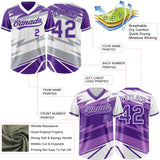 Custom Purple White Lightning Geometric Zigzag Reversible Pullover Baseball Jersey Shirt