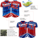 Custom Red Royal Lightning Geometric Zigzag Reversible Pullover Baseball Jersey Shirt