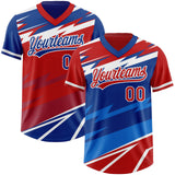 Custom Red Royal Lightning Geometric Zigzag Reversible Pullover Baseball Jersey Shirt