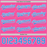 Custom Pink Electric Blue Lightning Geometric Zigzag Reversible Pullover Baseball Jersey Shirt