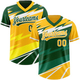 Custom Gold Green Lightning Geometric Zigzag Reversible Pullover Baseball Jersey Shirt