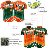 Custom Orange Green Lightning Geometric Zigzag Reversible Pullover Baseball Jersey Shirt