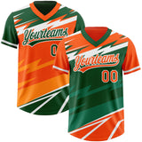 Custom Orange Green Lightning Geometric Zigzag Reversible Pullover Baseball Jersey Shirt