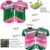 Custom Pink Kelly Green Lightning Geometric Zigzag Reversible Pullover Baseball Jersey Shirt