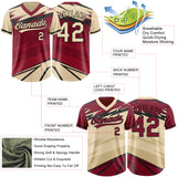 Custom City Cream Crimson Lightning Geometric Zigzag Reversible Pullover Baseball Jersey Shirt