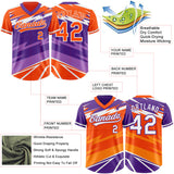 Custom Orange Purple Lightning Geometric Zigzag Reversible Pullover Baseball Jersey Shirt