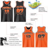 Custom Black Orange Fade Fashion Reversible Double Side Sublimation Basketball Set Jersey