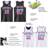 Custom Black White Fade Fashion Reversible Double Side Sublimation Basketball Set Jersey