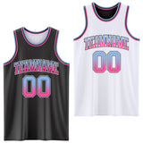 Custom Black White Fade Fashion Reversible Double Side Sublimation Basketball Set Jersey