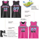 Custom Black Pink Fade Fashion Reversible Double Side Sublimation Basketball Set Jersey