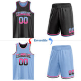 Custom Black Light Blue Fade Fashion Reversible Double Side Sublimation Basketball Set Jersey