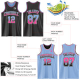 Custom Black Light Blue Fade Fashion Reversible Double Side Sublimation Basketball Set Jersey