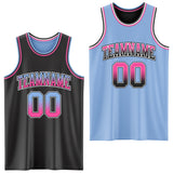 Custom Black Light Blue Fade Fashion Reversible Double Side Sublimation Basketball Set Jersey