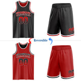 Custom Black Red Fade Fashion Reversible Double Side Sublimation Basketball Set Jersey