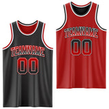 Custom Black Red Fade Fashion Reversible Double Side Sublimation Basketball Set Jersey