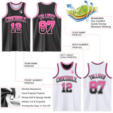 Custom Black White Fade Fashion Reversible Double Side Sublimation Basketball Set Jersey