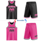 Custom Black Pink Fade Fashion Reversible Double Side Sublimation Basketball Set Jersey