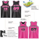 Custom Black Pink Fade Fashion Reversible Double Side Sublimation Basketball Set Jersey