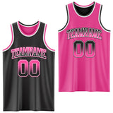 Custom Black Pink Fade Fashion Reversible Double Side Sublimation Basketball Set Jersey