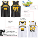 Custom Black White Fade Fashion Reversible Double Side Sublimation Basketball Set Jersey