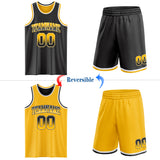Custom Black Gold Fade Fashion Reversible Double Side Sublimation Basketball Set Jersey